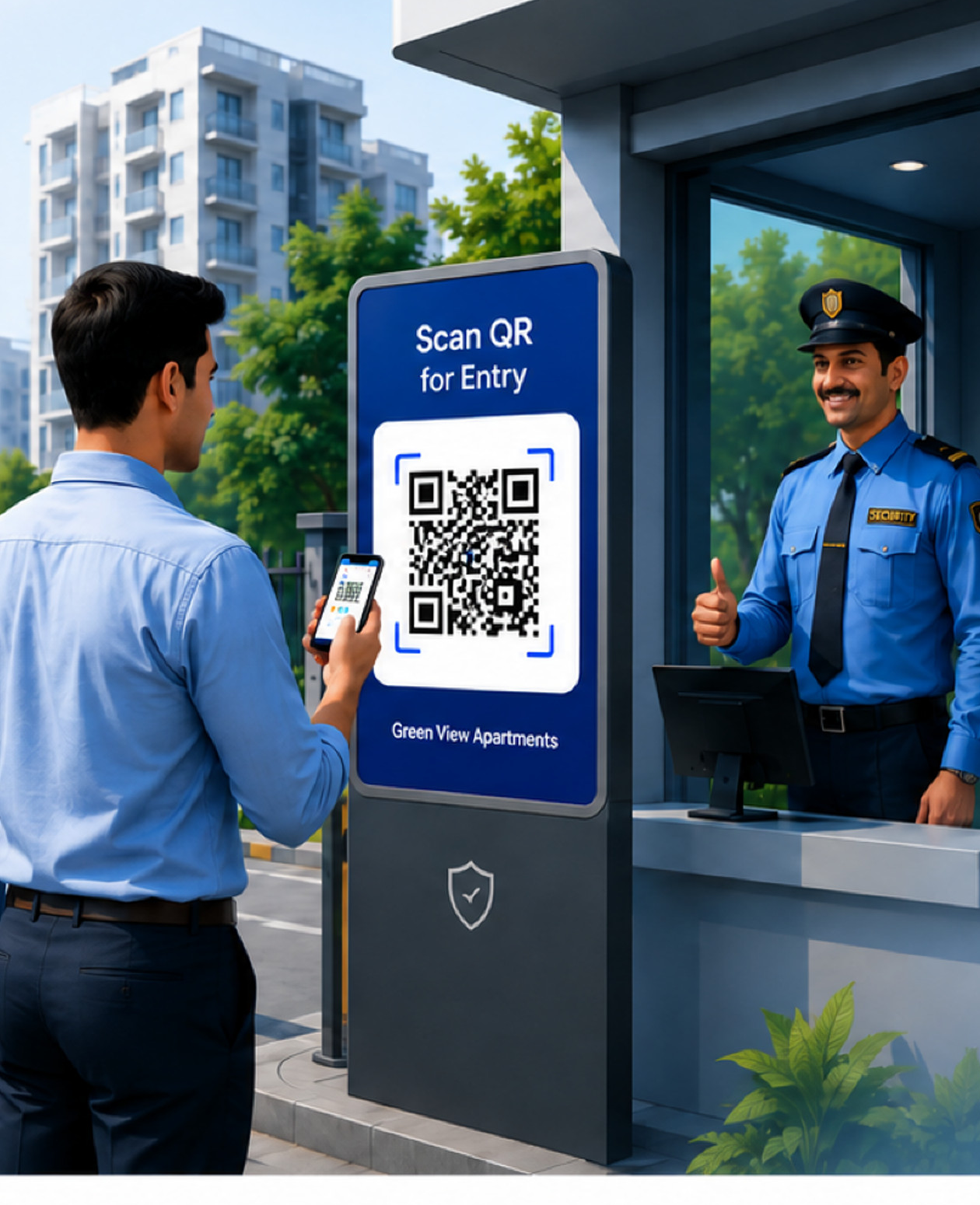 Guest scanning a QR gate pass