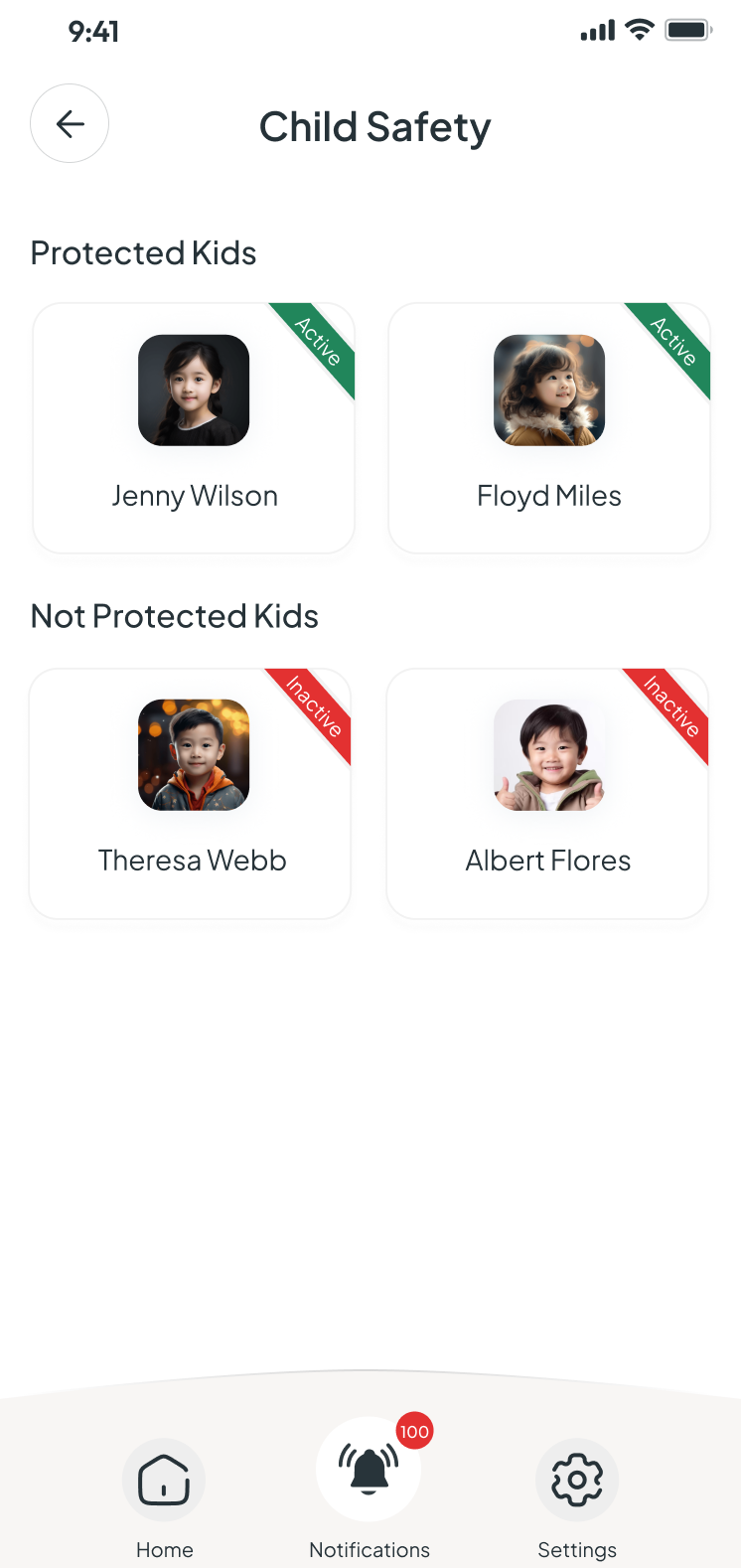 Child safety — protected and unprotected children